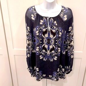 Tory Burch Silk Blouse Sheer Sleeves 8